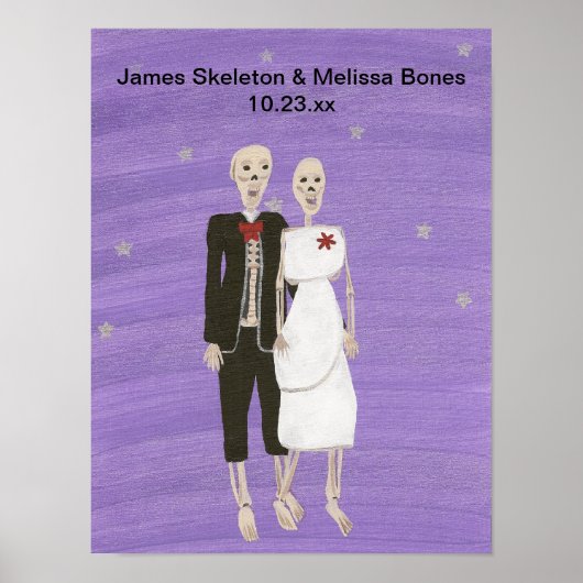 Poster Mariage Halloween Skeleton Couple (Devant)
