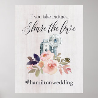 Poster Mariage hashtag panneau instagram