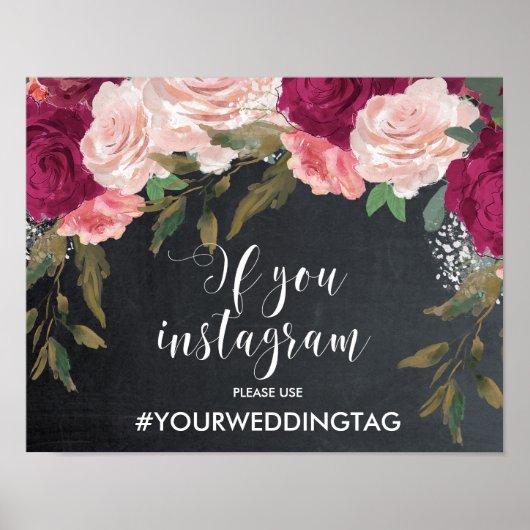 Poster mariage hashtag signe instagram (Devant)