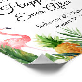 Poster Mariage Heureux Jamais Après Tropical Floral Feuil (Coin)