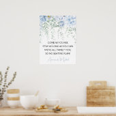 Poster Mariage Hydrangeas Roses Bleues Sans Plan de Table (Cuisine)