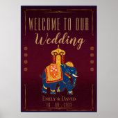 Poster Mariage indien traditionnel Red Gold (Devant)