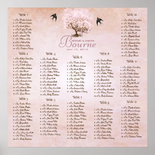 Poster Mariage Inséparable simple Pink Heart Leaf Tree