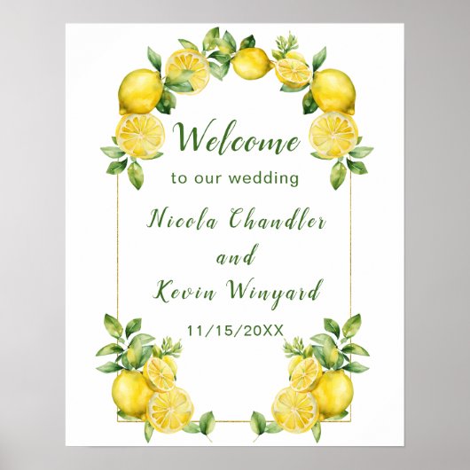 Poster Mariage italien citron vert accueil (Devant)
