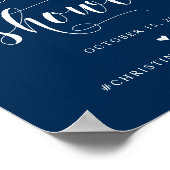 Poster Mariage Jour J, Police de mariage moderne bleu mar (Coin)