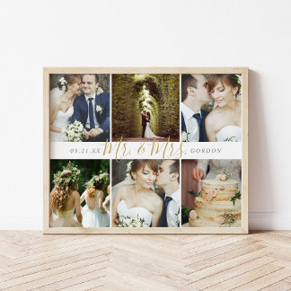 Poster Mariage Keepsaké M. et Mme 6 Collage de photos
