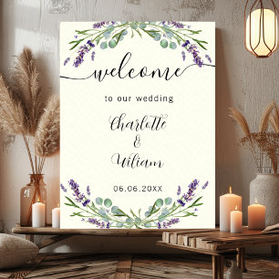 Poster Mariage lavande ivoire eucalyptus bienvenue