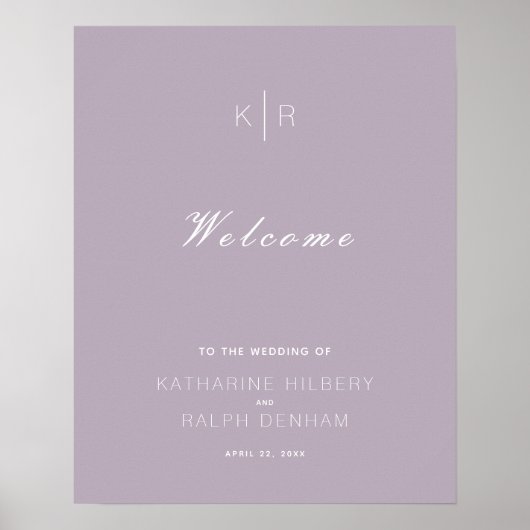 Poster Mariage Lilac simple et moderne Dusty (Devant)