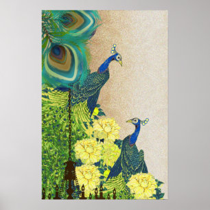 Poster Mariage Lustre Paon Années 20 Roaring