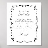 Poster Mariage manuscrit doux Signature Cocktail Menu (Devant)