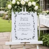 Poster Mariage manuscrit doux Signature Cocktail Menu