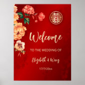 Poster Mariage Mariage chinois Peony Bienvenue (Devant)