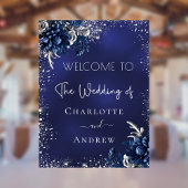 Poster Mariage marine bleu argent parties scintillant fle