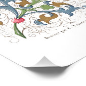 Poster Mariage médiéval aux oiseaux et fleurs illuminés (Coin)