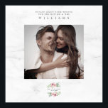 Poster Mariage Meilleurs Voeux Invité Photo Romantic Wrea<br><div class="desc">Mariage Meilleurs Voeux Invité Photo Romantique Poster de couronne. Design délicat et romantique avec une guirlande fleurie aux couleurs douces et élégantes. Parfait comme votre livre d'hôtes mariage, Inclut une photo en b/w du couple. AVIS IMPORTANT : Ce design fait partie d'une collection et contient d'autres éléments coordonnés que vous...</div>