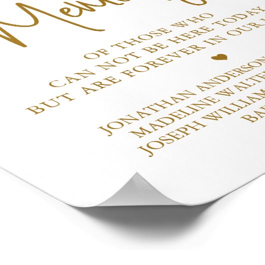 Poster Mariage Mémorial Élégant Or En Souvenir Affectueux (Coin)