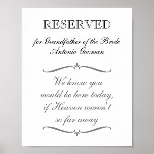 Poster Mariage Mémorial Grand-Père de la Mariée Réservé
