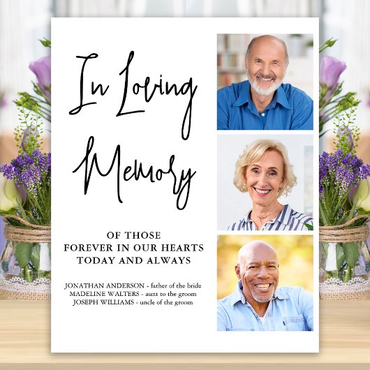 Poster Mariage Memorial Personnaliser 3 Photo Love Memory