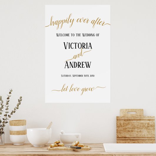 Poster Mariage minimal de script or moderne (Cuisine)