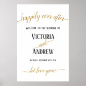 Poster Mariage minimal de script or moderne (Devant)