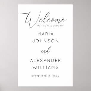 Poster Mariage minimaliste   Bienvenue de script noir et 