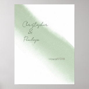Poster Mariage Minimaliste Calligraphie Aquarelle Sauge