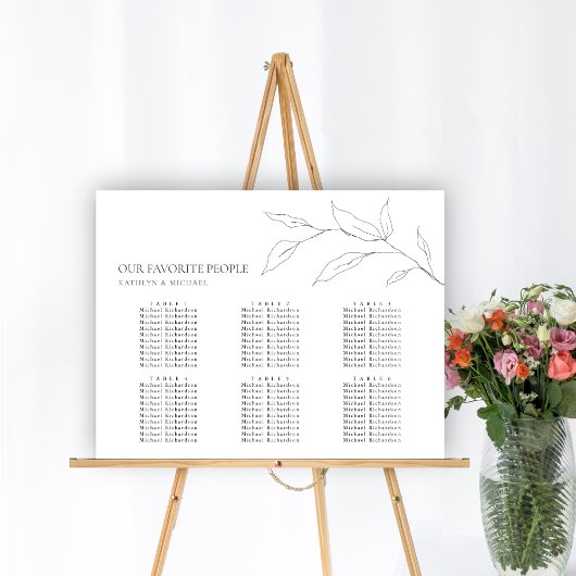 Poster Mariage minimaliste en feuille d'olive 6 Siège de 