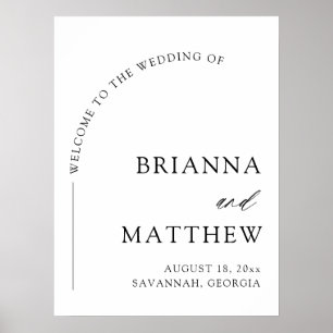 Poster Mariage minimaliste moderne noir et blanc