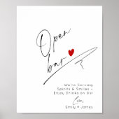 Poster Mariage minimaliste Open Bar moderne (Devant)
