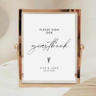Poster Mariage Minimaliste S'Il Vous Plaît Signer Notre G