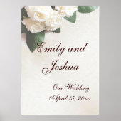 Poster mariage Modèle Roses blanches douces (Devant)