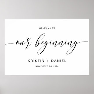 Poster Mariage Moderne Bienvenue À Notre Panneau De Début