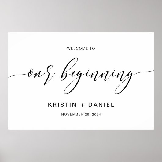 Poster Mariage Moderne Bienvenue À Notre Panneau De Début (Devant)