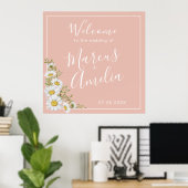 Poster Mariage moderne Blush & White Daisers Bienvenue (Bureau à domicile)