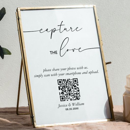 Poster Mariage moderne Capture Le Code Love Qr Signer