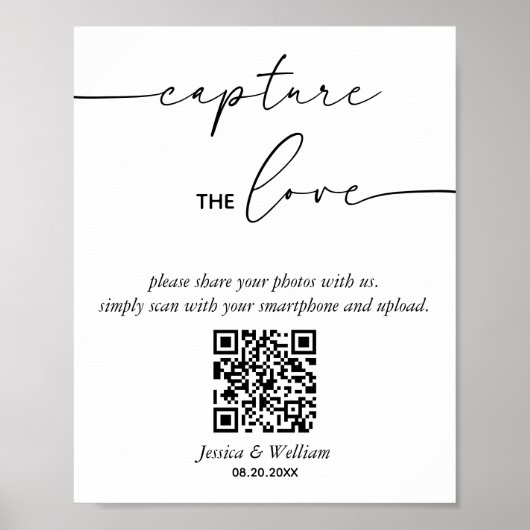 Poster Mariage moderne Capture Le Code Love Qr Signer (Devant)