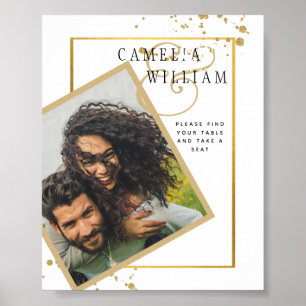 Poster Mariage Moderne Classique PHOTO Blanc OR