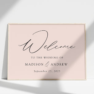 Poster Mariage moderne élégant Script Blush Welcome