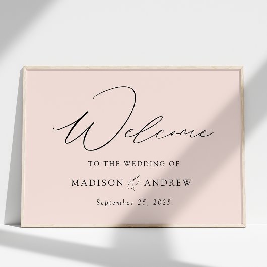 Poster Mariage moderne élégant Script Blush Welcome