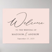 Poster Mariage moderne élégant Script Blush Welcome (Devant)