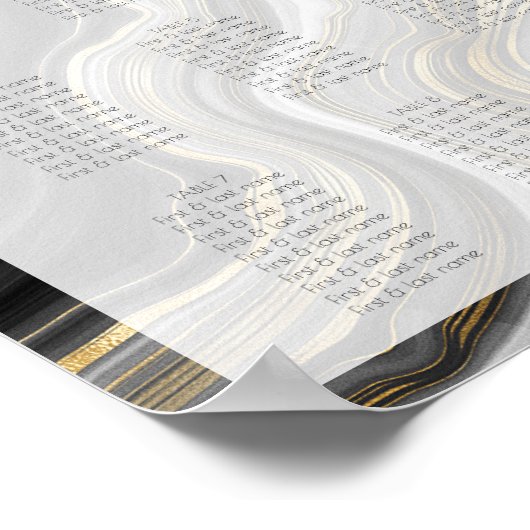 Poster Mariage Moderne en Agate Noir et Or (Coin)