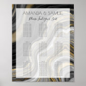 Poster Mariage Moderne en Agate Noir et Or (Devant)