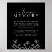 Poster Mariage moderne en noir simple dans la mémoire d'a (Devant)