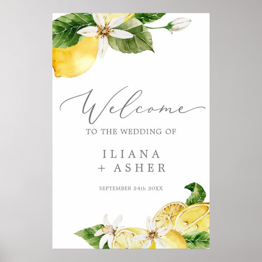 Poster Mariage moderne Lemon Garden 24x36" Accueil (Devant)