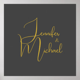 Poster Mariage Moderne Minimaliste Plain Calligraphie Nom