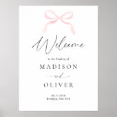 Poster Mariage Moderne Monogramme Rose Pâle avec Ruban de (Devant)