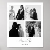 Poster Mariage Moderne Personnalisé 4 Photos Collage (Devant)