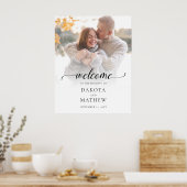 Poster Mariage Moderne Photo Bienvenue Écriture Manuscrit (Cuisine)