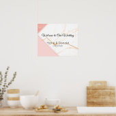 Poster Mariage Moderne Rose et Marbre Doré (Cuisine)