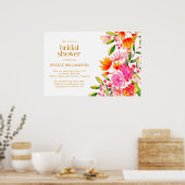 Poster Mariage moderne rose orange aquarelle florale (Cuisine)